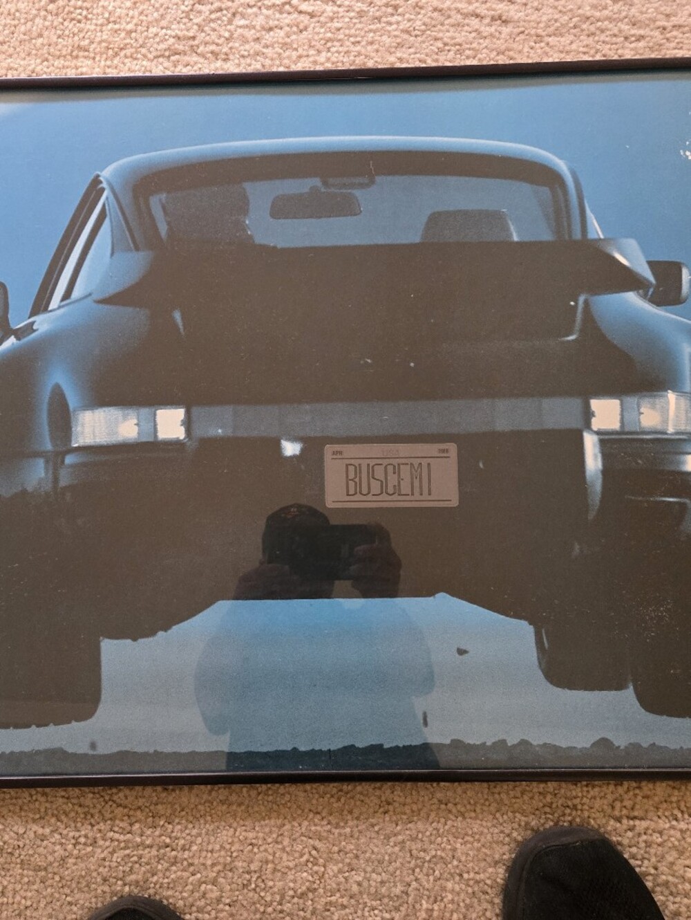Porsche Design Black and Blue Rear View Automotive Print The Flying Porsche